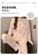 Printemps et automne nouveaux pyjamas pour femmes ensemble de vêtements de détente fille amour Cardigan pyjamas tissu froissé vê