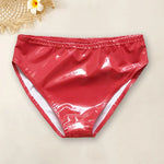 Women Panties Glossy Surface Triangle Shape Elastic Waist Honeymoon Underwear High Waist Bright Mirror Paint Women Underpants