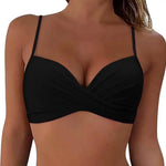 Sexy Bikini Tops Backless Butterfly Hook Design V-Neck Front Knotted Swimwear Tops Backless Bikini Bra