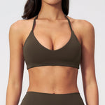 Hanging Neck Yoga Bra Women Sports Bra Breathable Shock Proof Gym Workout Fitness Push up Top Running Active Sportswear Vest Bra