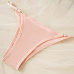 Women Ribbed Triangle Bra And Panties Set Wireless V Neck Thin Strap Bra Low Waist Briefs Ladies Removable Pads Lingerie Set