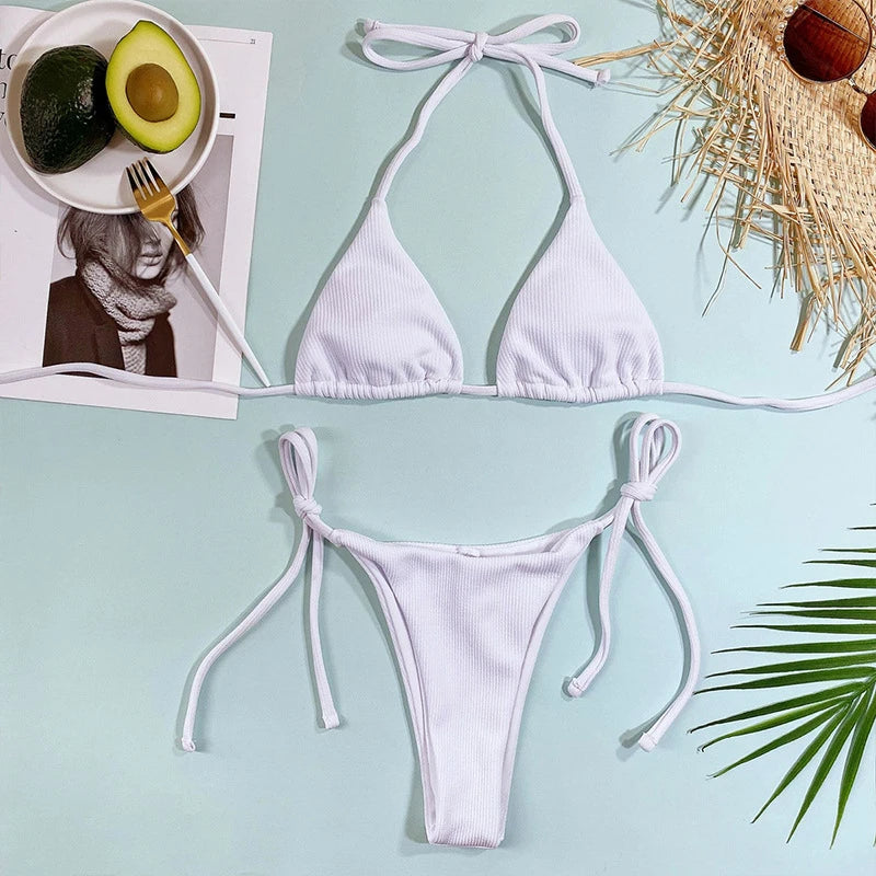 Sexy Red Micro Bikini 2024 Women Swimsuit Female Swimwear Thong Bikinis Set Brazilian Beach Wear Bathing Suit Strings Biquini