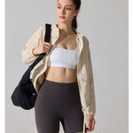 Outdoor Windproof Mountaineering Jacket Women Fashion Lightweight Sun Protection Sports Hooded Top Casual Loose Hiking Yoga Suit