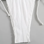 2026 New Deep V One Piece Black Swimsuit Halter Solid Color Women's Backless Bathing Suit Bandage White Swimwear For Female