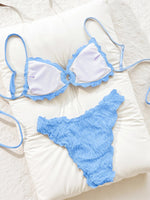 Summer Ruffles High Waist Bikini Set 2026 Women Hollow Out Circle Push Up Bra Two Piece Swimsuit Beach Bathing Suit Swimwear