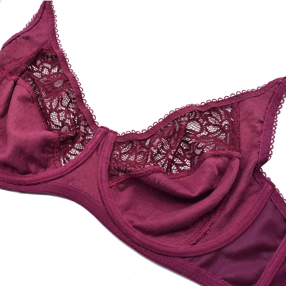 Bras For Womens Lace Bra Lager Bosom See Through Underwire Sexy Lingerie BH Tops Plus Size C D DD E F Cup