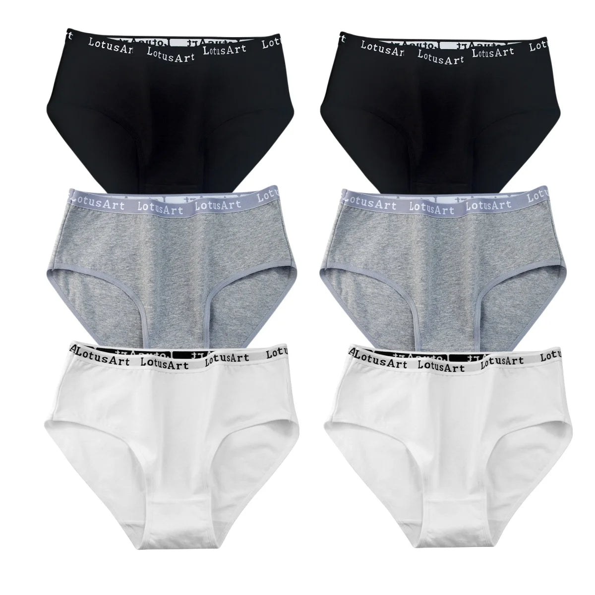 6Pcs/Set Women High Waist Cotton Briefs Letter Print Wide Waistband Panties Solid Color Full Coverage Hip Lifting Lingerie M-2XL