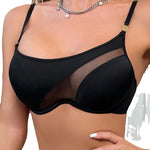 Sexy Hollow-Out One-Shoulder Lingerie for Women, Ultra-Thin Soft Underwire Push-Up Bra, Sexy Side Breast-Reducing Sports Bra