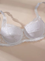 2Pcs Set Women's Sexy Bras Thin Lace Underwire Push-Up Soft Bra Adjustable Women's Underwear Set No Lining Breathable Comfortable