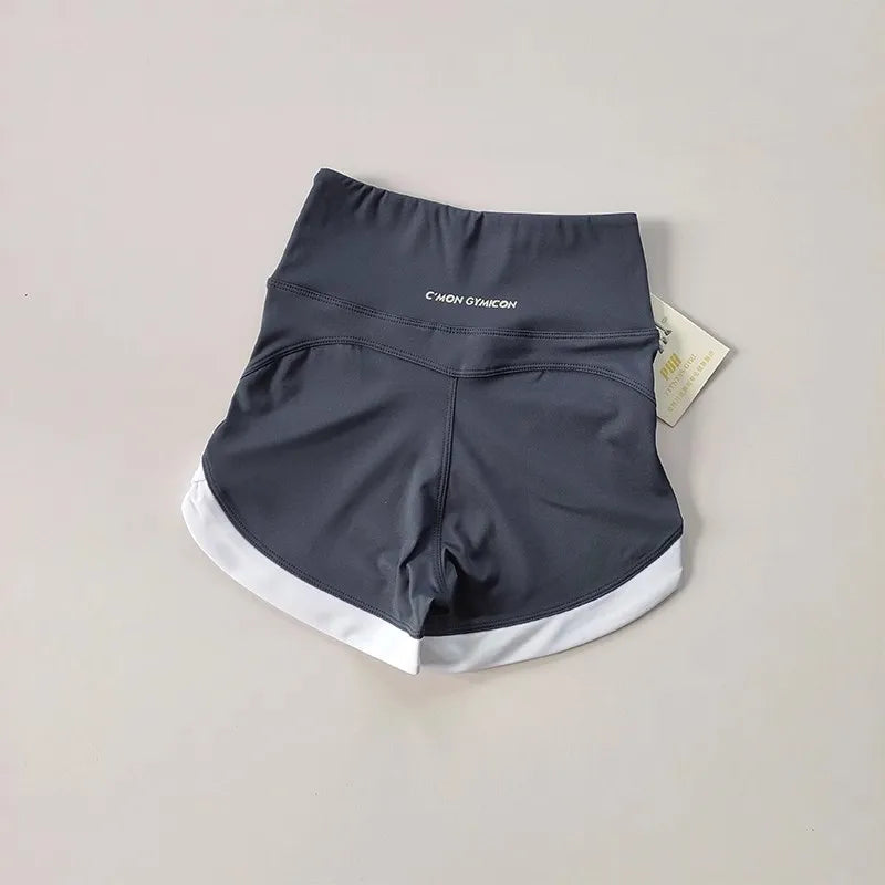 High Waist Women's Yoga Fitness Shorts Breathable Casual Pants Lifting Buttocks Contrasting Color Buttocks Yoga Pants