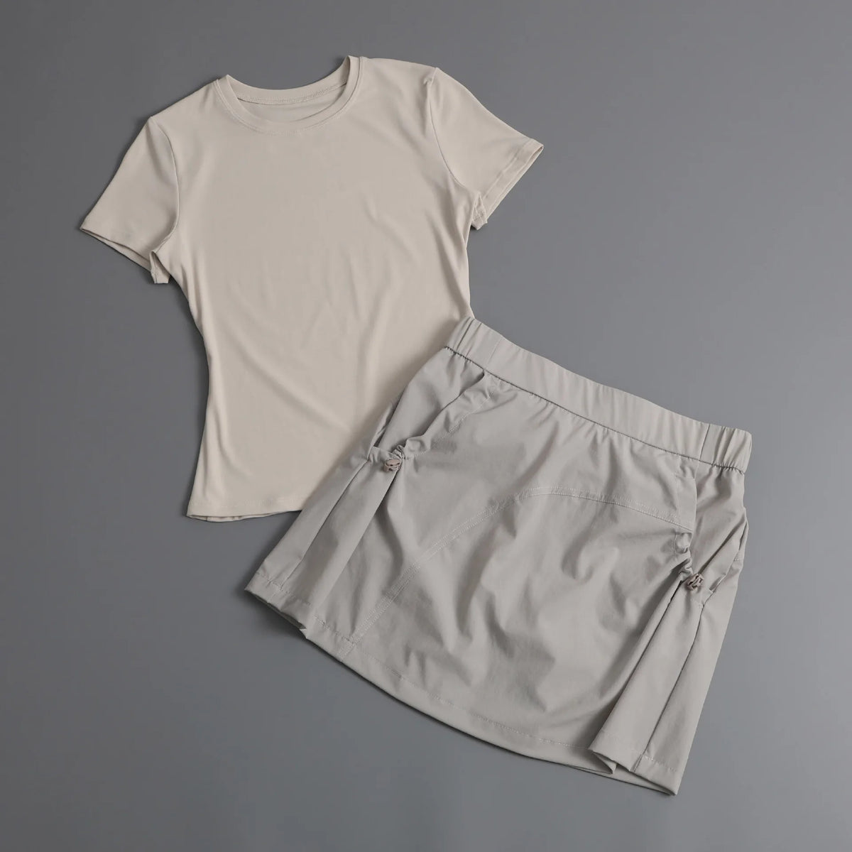 Summer Casual Yoga Sets Women Short Sleeve Loose T-shirt Sportwear High Waist Pocket Sports Short Skirt Fitness Running Wear