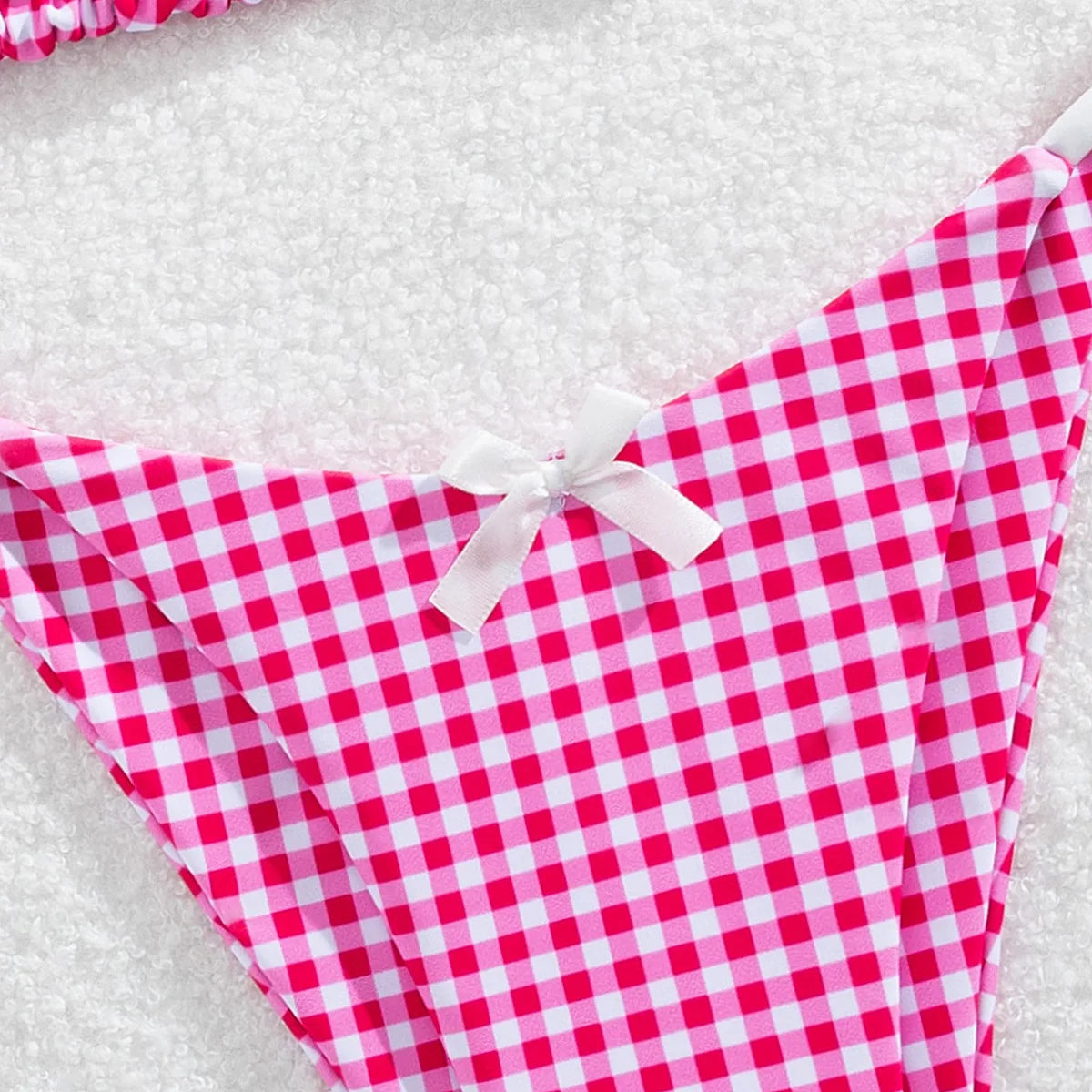 DEKA Brazilian Red Plaid Bikini Set Women Cut Out Swimsuit Print Swimwear High Waist Triangle Micro Two Piece Suit Biuqini Beach