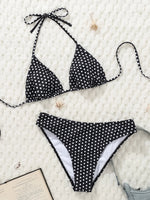 Sexy Black Polka Dot Print Bikini Set Women Halter Push Up Bra High Waist Swimsuit Bathing Suit Vacation Two Piece Swimwear 2026