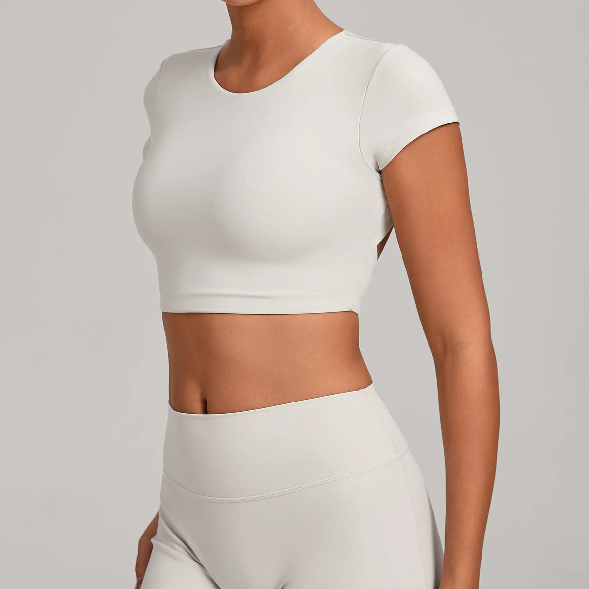No Padded Women's Yoga T-shirt Short Sleeves Bra Backless Fitness Top Beautiful Back Gym Clothes Form-fitting Running Tee