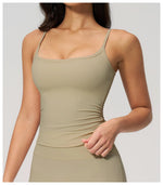 Juren Gym Tank Top With Built In Bra Women's Yoga Clothing Summer Running Square Neck Fitness Vest Beautiful Back Sports Workout