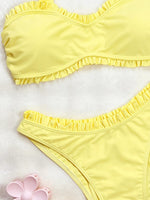 DEKA Ladies Yellow Bikini Set Bow Tie Sexy Swimsuit Tankini Fashion Ruffled Bikini Swimwear Women Swimming Suit Summer Beachwear