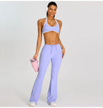 Breathable Yoga Suit for Women Color Contrast Shockproof Sports Bra Drawstring High Waist Pants Gym Running Fitness Suits