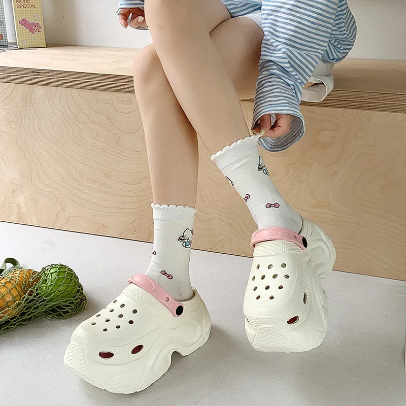 Cute DIY Butterfly Fashion Clogs For Women Summer Platform Shoes Soft EVA 2 Way Wear Sandals For Female Indoor Street Slippers