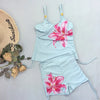 Light Blue Flower Print Swimwear Women's Bikinis Shorts and Tankinis Sexy Swimsuit Holiday Beach Wear Brazilian Bikini Femmes