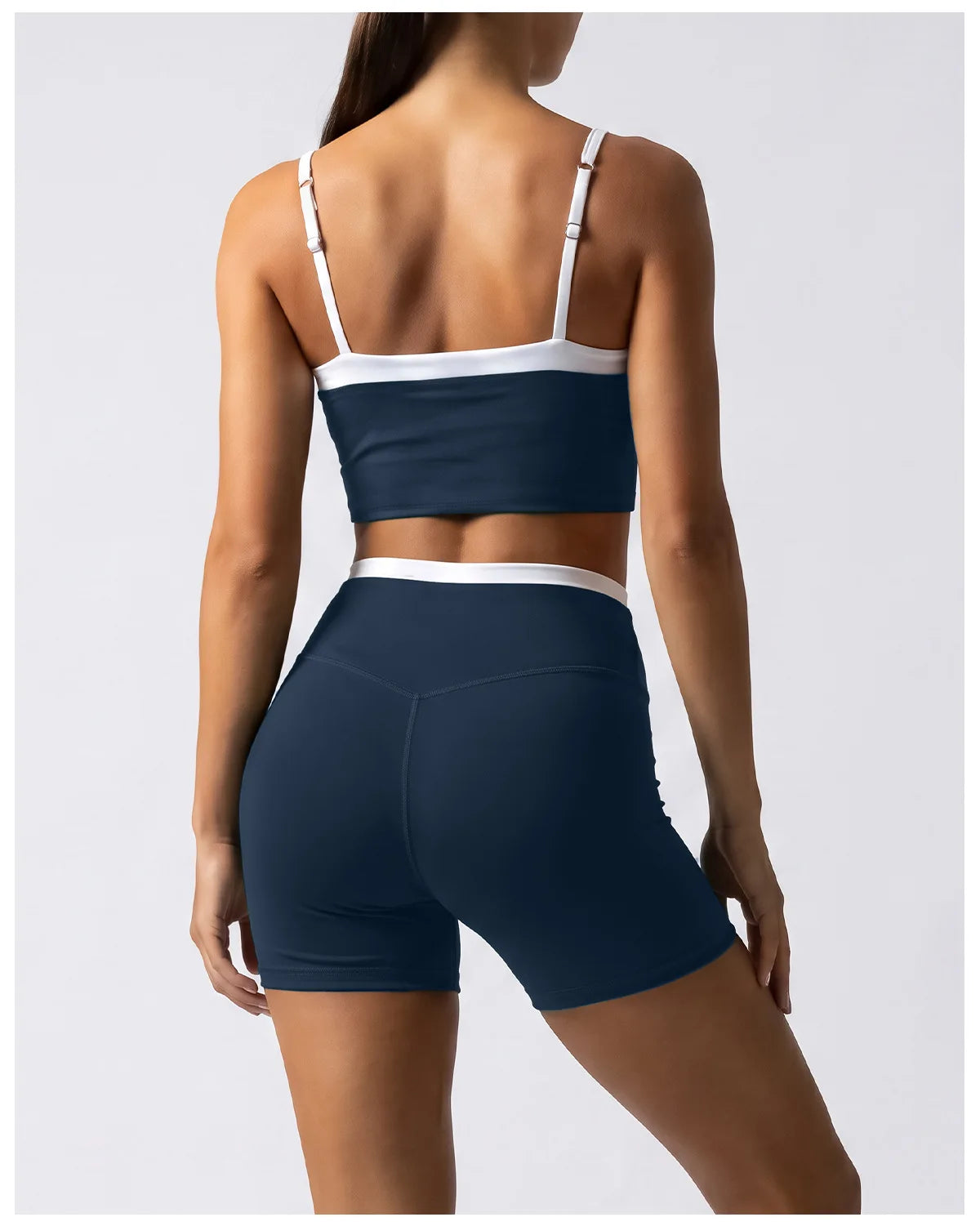 Double Layered Contrasting Yoga Sets Women Shock-absorbing Sports Bra Gym Workout Clothes Outwear High Waist Pants Fitness Suits