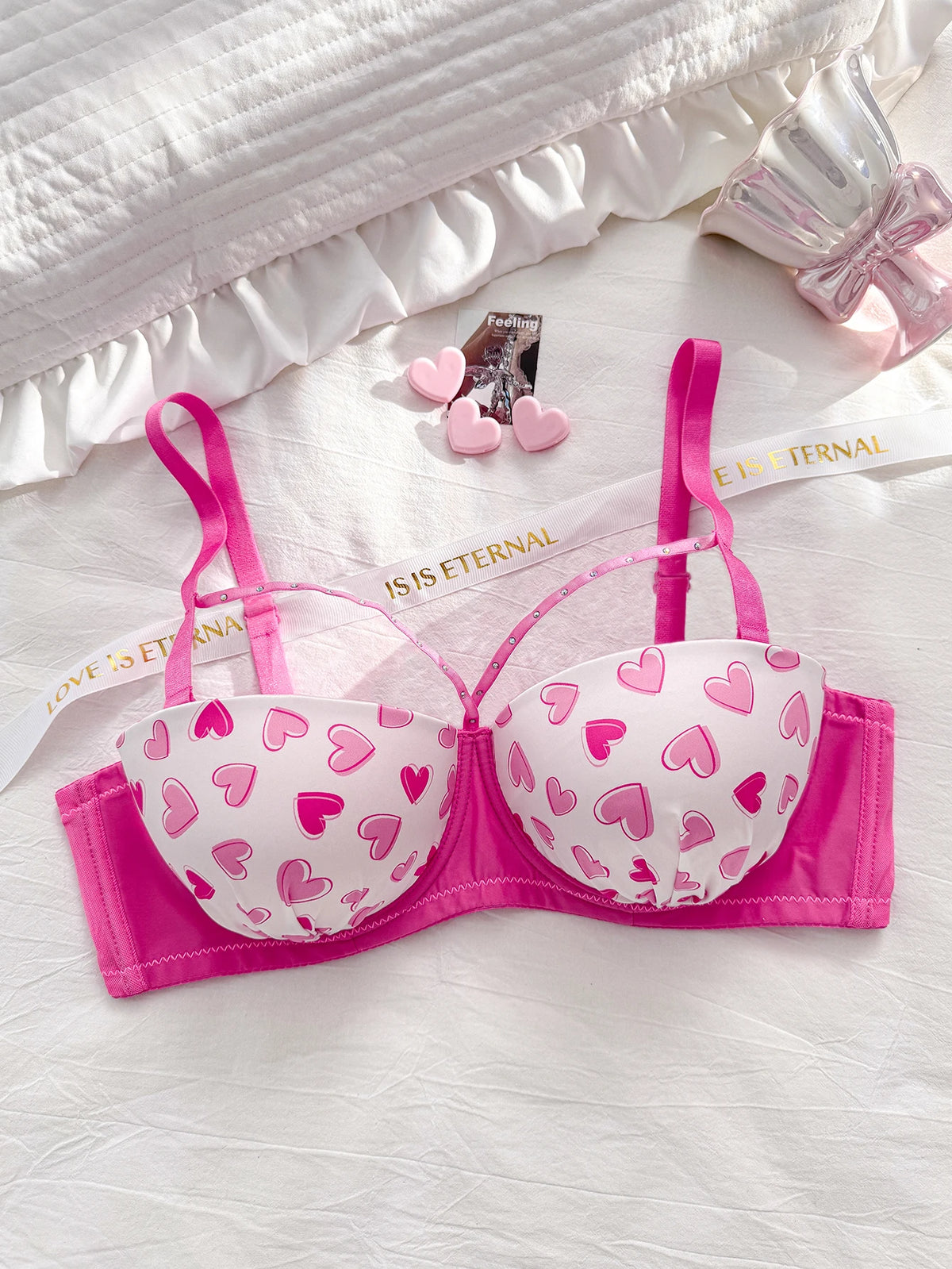 Plus Size Women's Bra Sweet Heart Push up Underwire Bra BCD Thin Cup Underwear Comfort and Support Lingerie Bra