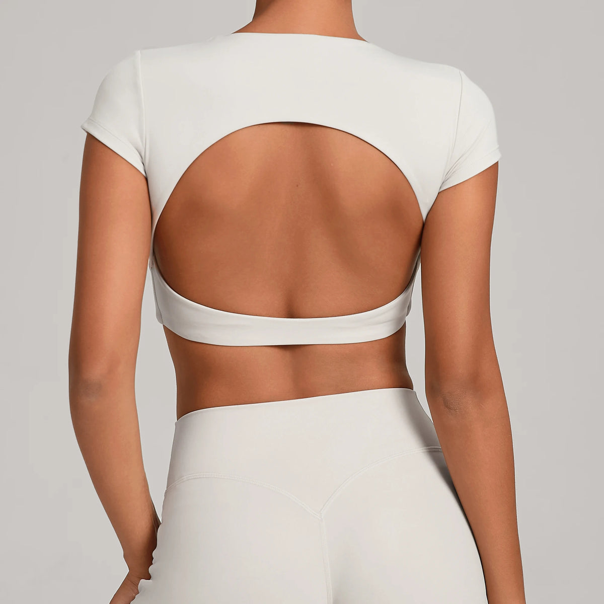 No Padded Women's Yoga T-shirt Short Sleeves Bra Backless Fitness Top Beautiful Back Gym Clothes Form-fitting Running Tee