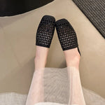 2026 Summer New Style Hollow Out Square Toe Low Heels Women Sandals Solid Color Outdoor Slippers Fashion Casual Sexy Beach Shoes
