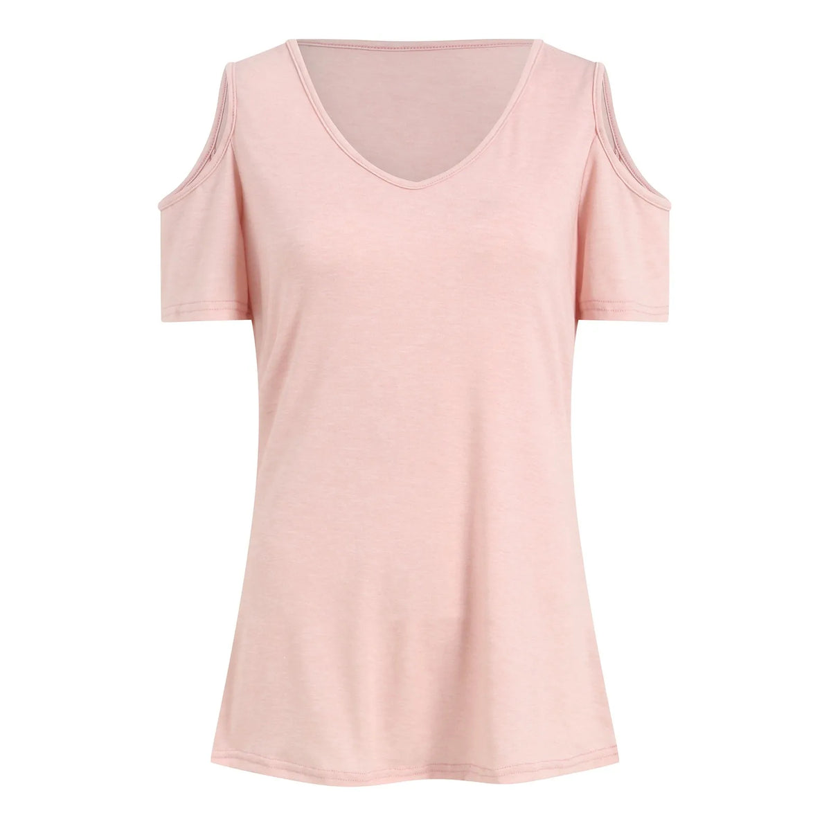 Women V Neck Cold Shoulder Short Sleeve T Shirt Soft Loose Fit Solid Color Basic Tees Spring Summer Casual Daily Streetwear 2026