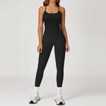 Women's Seamless Yoga Set Quick Drying Slim Fit High-end Feeling Exposed Feeling Set Outdoor Sports and Running Fitness Set