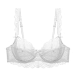 Logirlve Ultrathin Bra Transparent Brassiere Sexy Underwear Plus Size Cup Embroidery Women Lingerie Lace Bras Hollow out
