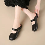 Closed-Toe Half Slippers for Women, Spring and Summer New French Style Soft Sole, Slip-On Flat Mules for Pregnant Women