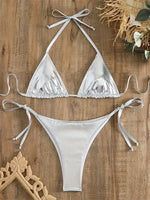 Sexy Brozing Gold Bikinis Sets Women Push Up Micro Bikini Swimsuit 2026 Brazilian Beach Bathing Suit Tie Side Triangle Swimwear