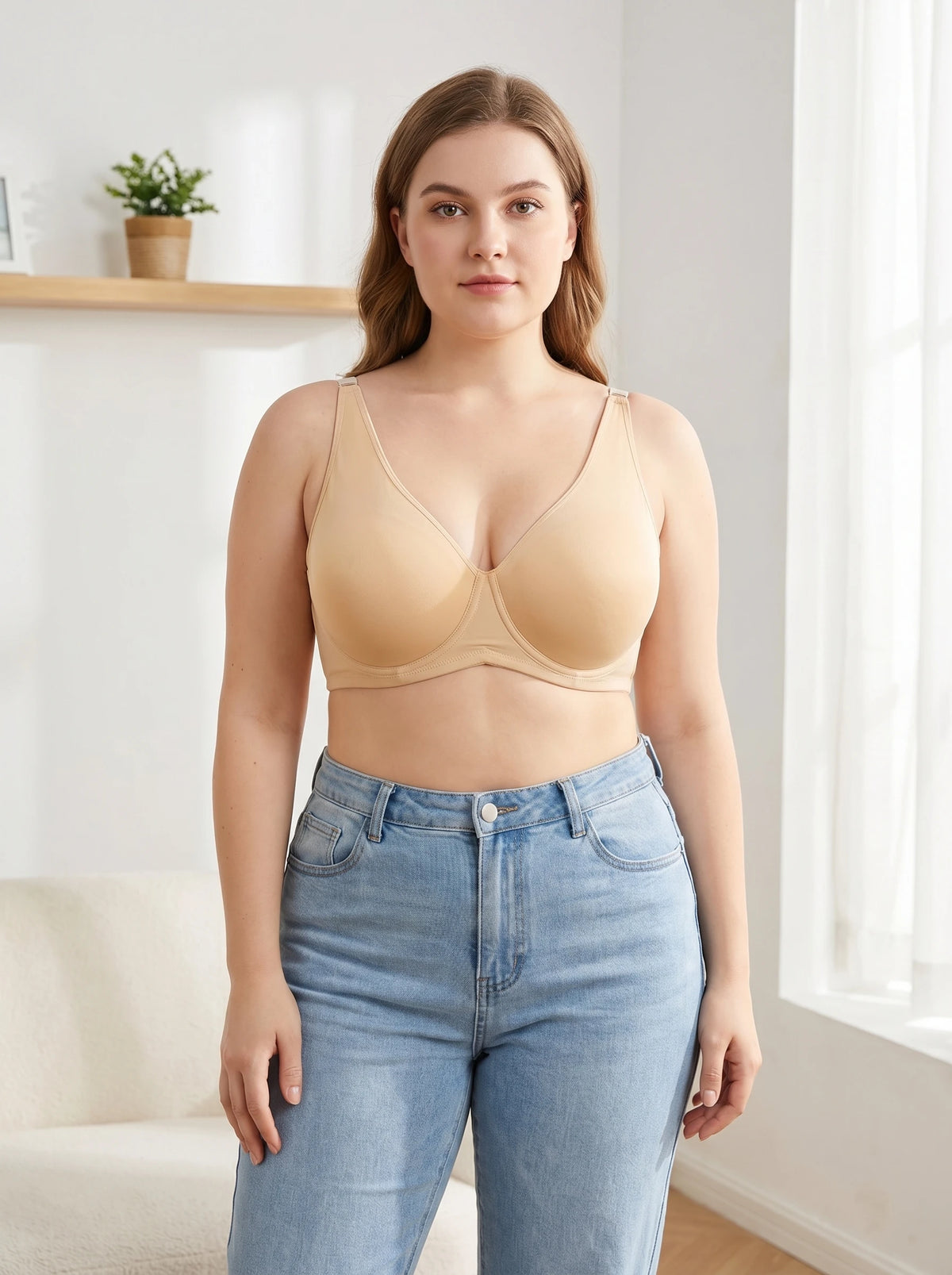 Plus Size Wireless Bra C D E Cup Women Nude Seamless Bra Full Coverage Comfort Everyday Suitable for all day wear MR3530