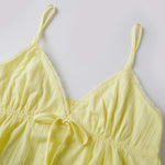Womens Solid Color Sleep Tank Tops Spaghetti Strap Stylish Lace Trim Striped Front Bow Backless V Neck Sleep Camisoles