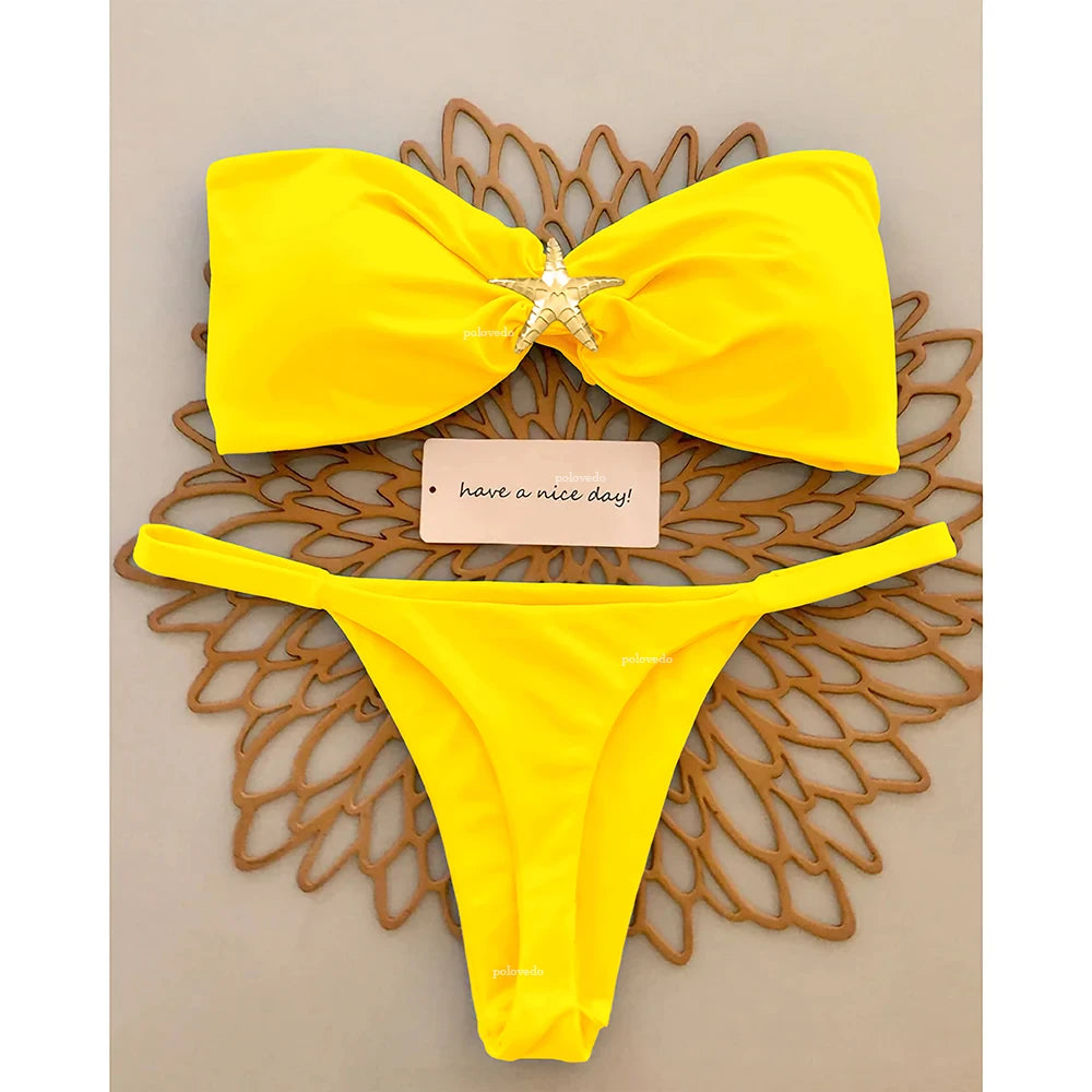 Push Up Bikinis 2025 Sexy Women Swimsuit Female Swimwear Micro Bikini Set Swimming Suit Beachwear Bandeau Brazilian Biquini