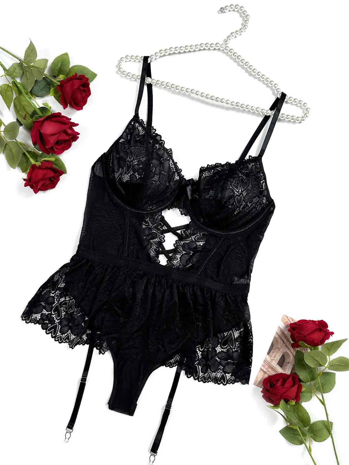 Sexy Lingerie Lace Bra And Panty Set Exotic Costumes Sensual Transparent Lace Erotic Apparel Porn Sex Outfit Top and Briefs