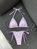 DEKA Black Sequin Bikini Set Triangle Women Halter Push Up Bra Tie Side Thong Swimsuit 2026 Bathing Suit Holiday Micro Swimwear