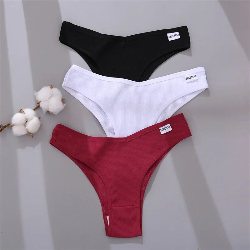 4Pcs/Set Women Cotton Brazilian Panties M-XL Low-Rise Solid Color Underwear Ladies Comfortable Underpants Girls Panty Intimates