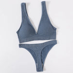 Women Seamless Bra And Panties Set Push Up Bras High Leg Cut Thongs Sport Wireless Brassiere Sexy Lingerie Ribbed Underwear
