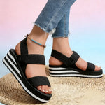 Women Slingback Wedge Sandals Outdoor Summer Lightweight Slides Solid Color Thick Bottom Ladies Slipper Female Roman Sandals
