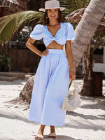 Foridol Striped Women Summer New in Matching Sets Top+skirtTwo Piece Set Outfits 2025 Light Blue Beach Casual Elegant Suit