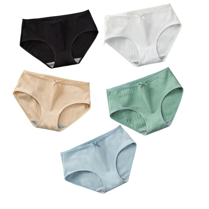 5Pcs/Set Cotton Briefs Women Panties Sexy Lingerie Women's Underpants Low Waist Panty Comfy Breathable Seamless Underwear