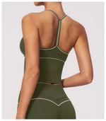 Summer Back I Shaped Sports Bra Sexy Deep V Neck Contrast Color Slimming Yoga Tank Top Outdoor Workout Fitness Gym Running Vest