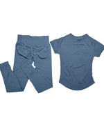 2 Piece Women Solid Color Set Summer Casual Short Sleeve T-Shirt High Waist Long Pants Soft Breathable Tracksuit Daily Outfit