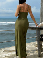 Vintage Green V Neck Pleate One Piece Swimsuit Long Skirt Sets 2026 Women Holiday Tummy Control Bathing Suit Swimwear Monokini