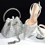 Doershow charming Shoes And Bag Matching Set With silver Hot Selling Women Italian Shoes And Bag Set For Party Wedding!HAB1-9