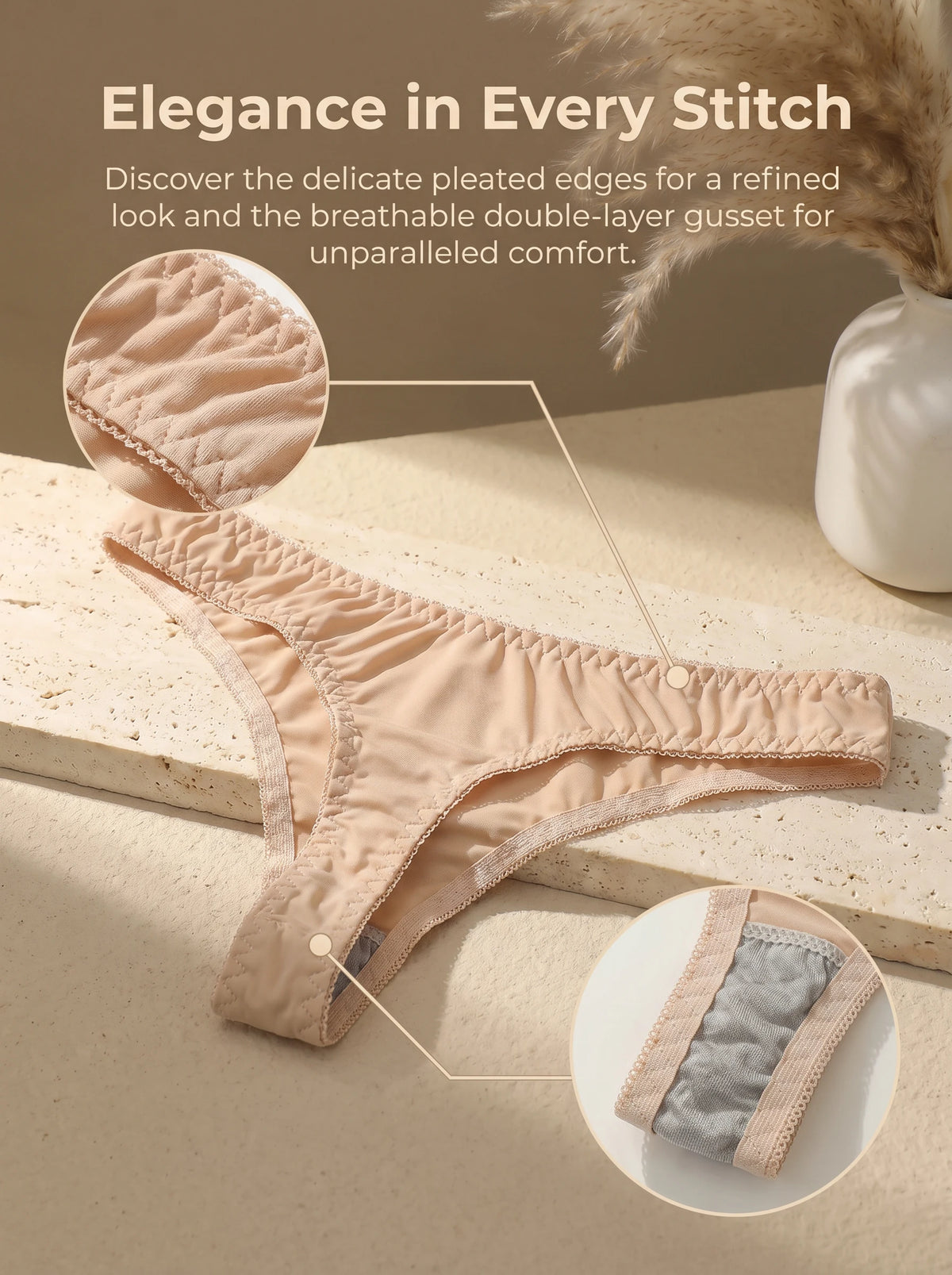 Women Nude Bra Set Invisible Underwire 3/4 Cup Sexy Lace 2 Piece Lingerie Bra and Panties B2807