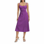 Women Summer Solid Color Long Dress Sleeveless Bandage Party A-line Dress for Cocktail Nightclub Beach