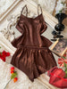 Fashion Leopard PrintWomen Pajamas Set 2 Piece Elegant Sleepwear Round Neck Top Paired with Shorts for Home