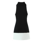 Women's Fashion Patchwork Knitted Dress Knit Sleeveless Dress Bodycon Fit With Contrast Black Hem Cozy Winter Mini Dress CR01